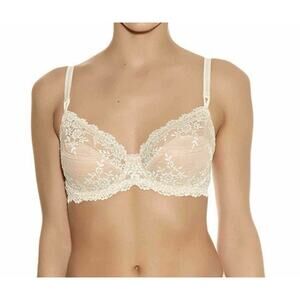 Wacoal Embrace Lace Underwire Bra 34DD Naturally Nude Ivory Floral Adjustable